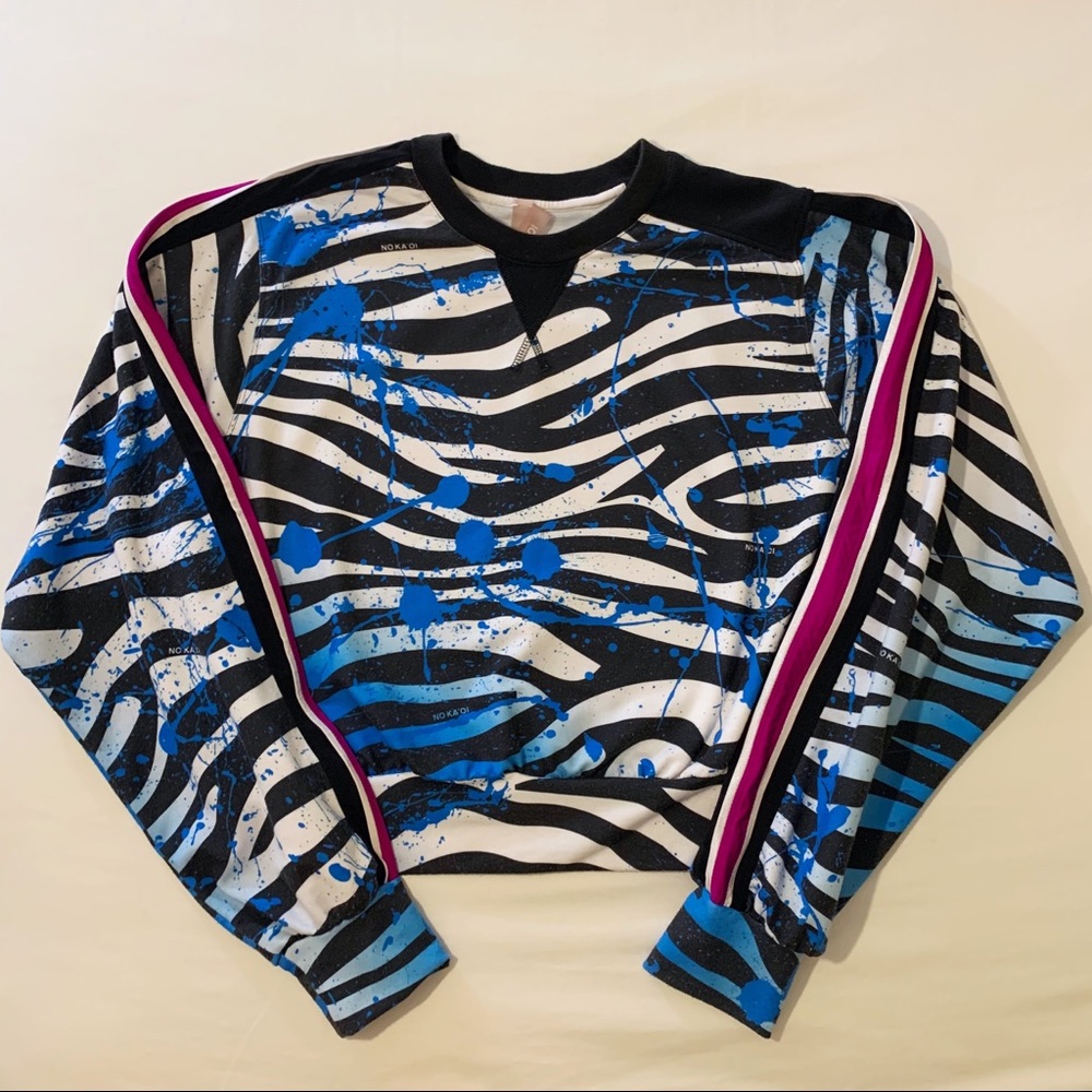 NO KA OI Nola Zebra Print Cropped Sweatshirt